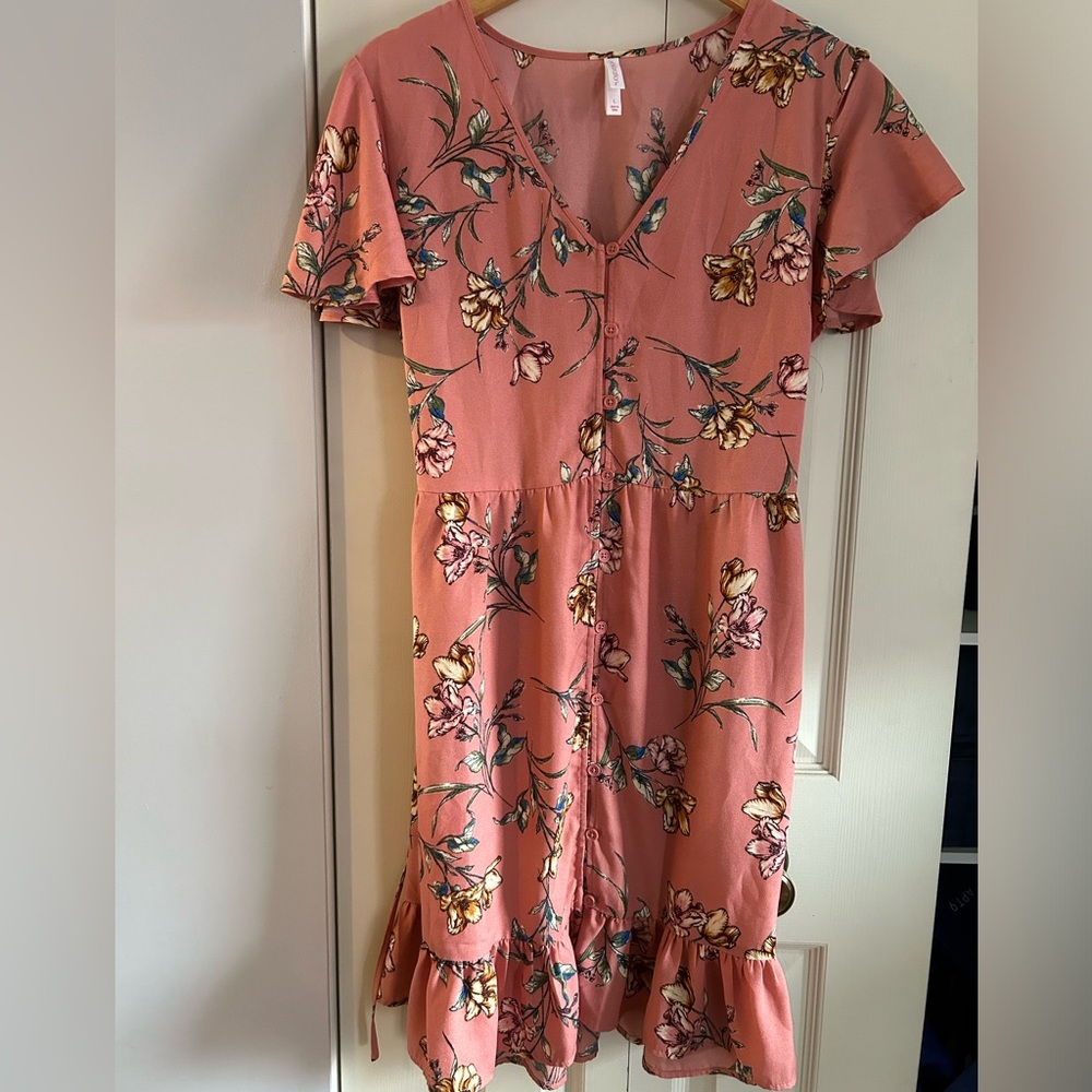 Xhileration pink floral dress